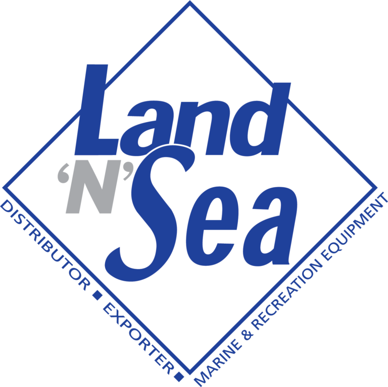 bioaqualife: Logo reading "Land 'N' Sea" in blue and gray text inside a diamond shape, with the words "Distributor," "Exporter," and "Marine & Recreation Equipment" around the border.