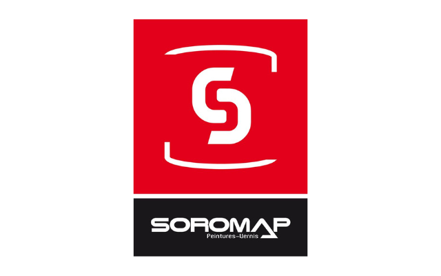 bioaqualife: Logo with a stylized white "S" inside a red square, above a black rectangle with the white text "SOROMAP Peintures-Laques.