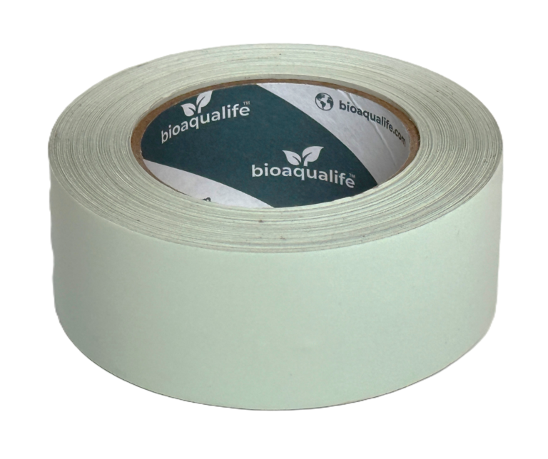 bioaqualife: A roll of white tape with "bioqualife" branding on the inner cardboard core, displayed against a plain white background.