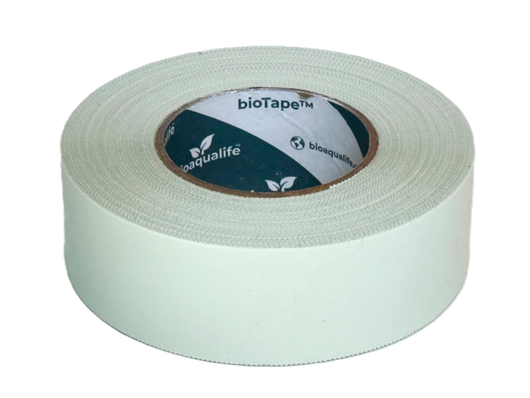 bioaqualife: A roll of white fabric tape labeled "bioTape&trade;" by bioqualife, displayed against a plain white background.