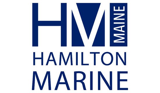 bioaqualife: Logo with large blue letters "HM" and a blue rectangle with the word "MAINE" vertically. Below, "HAMILTON MARINE" is written in blue capital letters. White background.